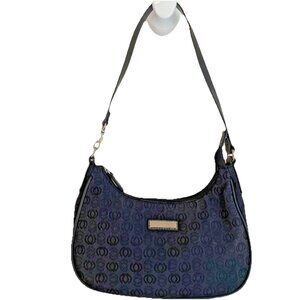 Vintage Y2K Minicci Mini Shoulder Bag Purse Black Logo Faux Leather Trim Retro